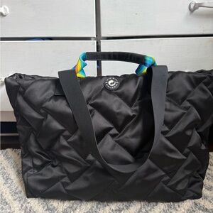 Kurt Geiger Black Quilted Tote with Colorful Handles